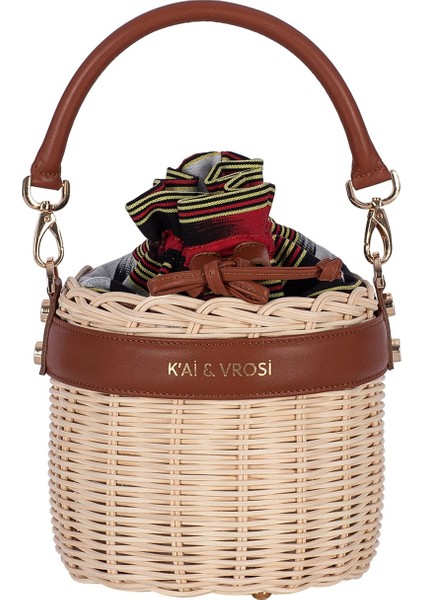 Okordule - Taba Deri Renkli Çizgili El Çantası