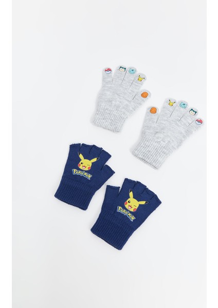 Yeni Sezon Pokemon Baskılı Erkek Çocuk Eldiven 2'li