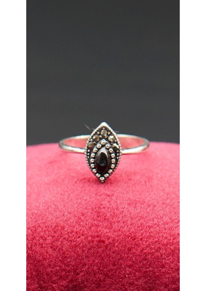 925 Ayar Kadın Gümüş Oltu Taşı Yüzük SY00074 fiyatları