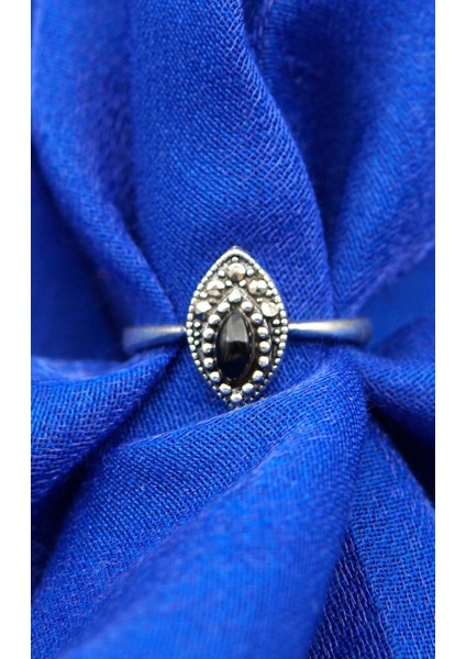 925 Ayar Kadın Gümüş Oltu Taşı Yüzük SY00074 fırsatları