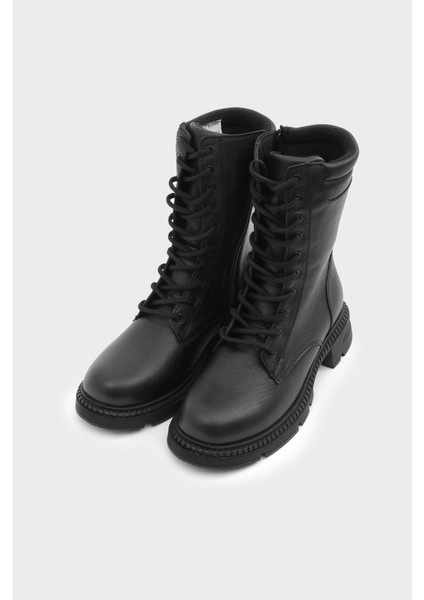 Fermuarlı Bağcıklı Hakiki Deri Kadın Uzun Bot fiyatları