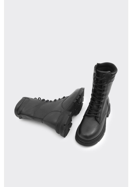 Fermuarlı Bağcıklı Hakiki Deri Kadın Uzun Bot indirimleri