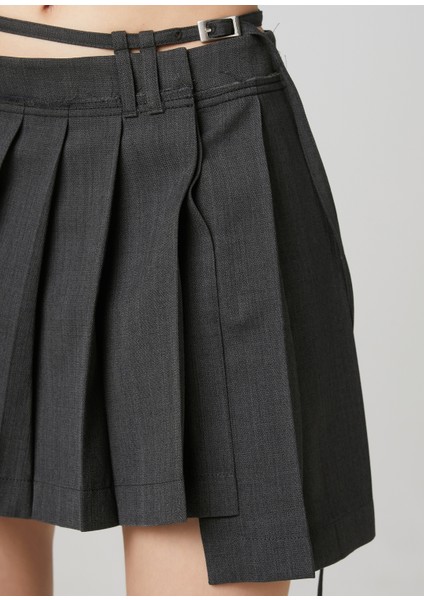 Koyu Gri Pileli Mini Etek indirimleri