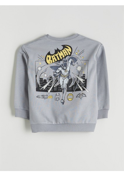 Yeni Sezon Bisiklet Yaka Batman Baskılı Erkek Çocuk Sweatshirt