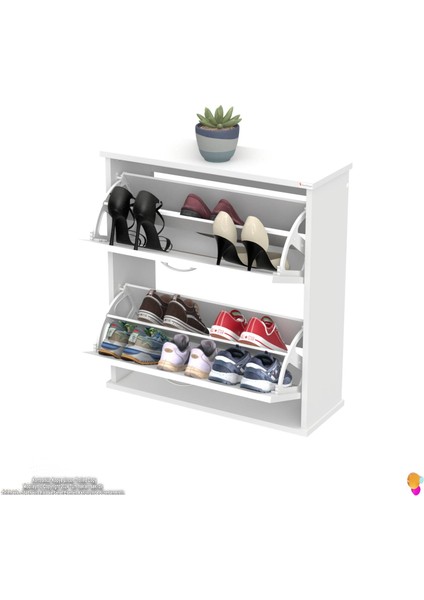 Asaf Beyaz 72 cm Asma Ayakkabılık Kapı Önü 2 Düşer Kapak 4 Göz Bölmeli Ayakkabılık 72X78X25,5 cm fiyatları