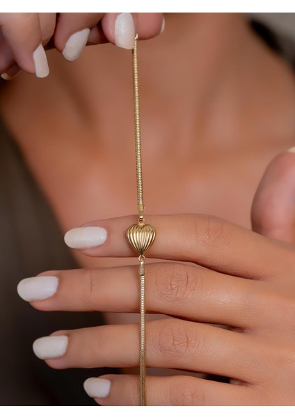 14 Ayar Altın Kalp Bileklik 17 cm + 2 cm Uzatmalı modelleri