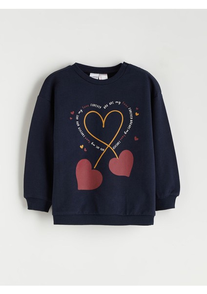 Yeni Sezon Bisiklet Yaka Baskılı Kız Bebek Sweatshirt 2'li indirimleri