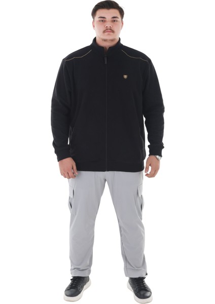 Erkek Büyük Beden 122-158 Kilo Arası Için Uygun Pamuklu Geniş Kalıp Dik Yaka Fermuarlı Sweat Mont fiyatları