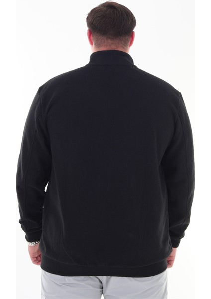 Erkek Büyük Beden 122-158 Kilo Arası Için Uygun Pamuklu Geniş Kalıp Dik Yaka Fermuarlı Sweat Mont indirimleri