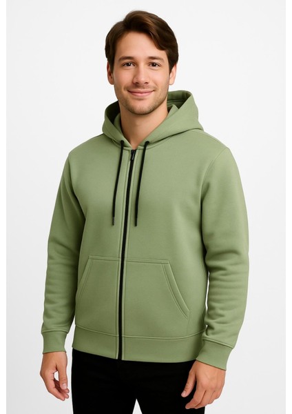 Erkek Fermuarlı Kapüşonlu SWEATSHIRT-W590