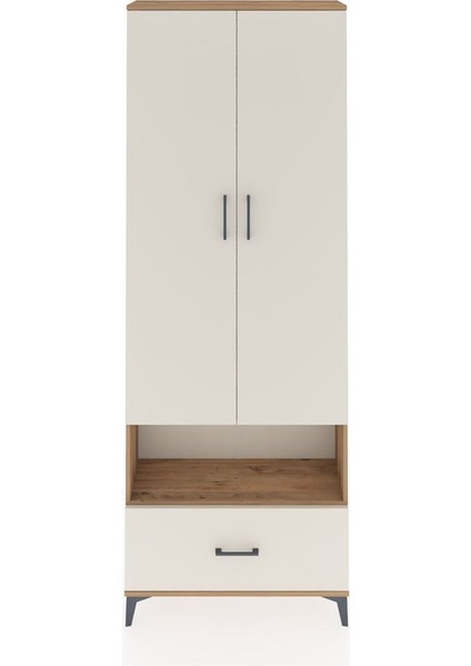 Arges Dolap 2 Raflı Tek Çekmeceli Tek Askılı 88X30X243 Çam-Aytaşı