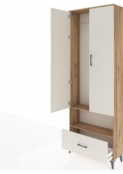 Arges Dolap 2 Raflı Tek Çekmeceli Tek Askılı 88X30X243 Çam-Aytaşı fırsatları