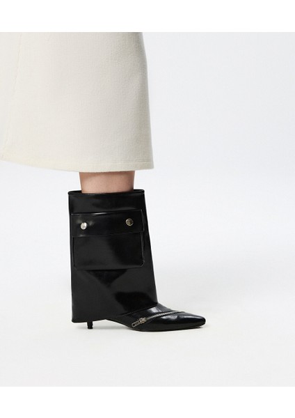 Metal Fermuarlı Deri Görünümlü Bot TW6250034032001