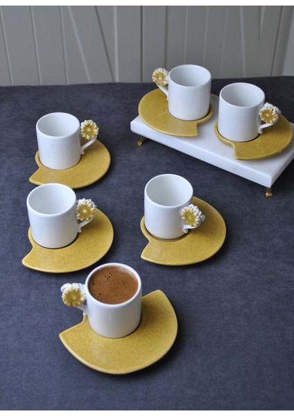 6 Kişilik 12 Parça Seramik Çiçekli Kahve Fincanı 100 ml Türk Kahve Fincan Takımı fiyatları