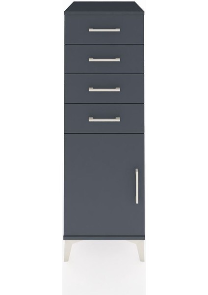 Kronos Dolap Tek Raflı 4 Çekmeceli Tek Kapaklı 44X59X134 Antrasit-Antrasit