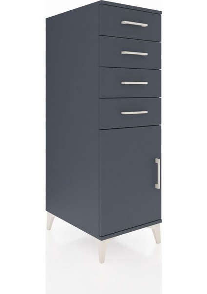 Kronos Dolap Tek Raflı 4 Çekmeceli Tek Kapaklı 44X59X134 Antrasit-Antrasit fiyatları