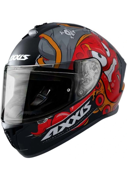 Axxıs Draken Garglen Mat Siyah-Kırmızı Fullface Kask