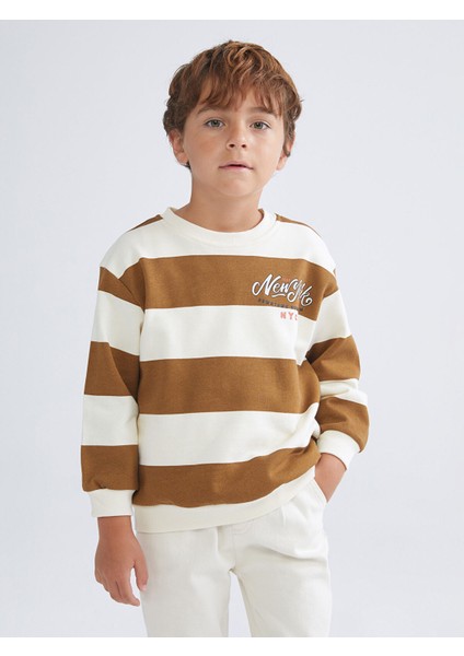Yeni Sezon Bisiklet Yaka Baskılı Erkek Çocuk Sweatshirt