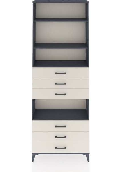 Arges Dolap 4 Raflı 6 Çekmeceli 88X30X243 Antrasit-Aytaşı