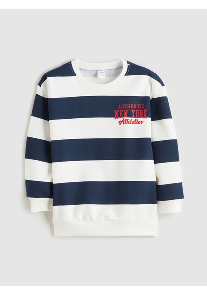 Yeni Sezon Bisiklet Yaka Çizgili Erkek Çocuk Sweatshirt