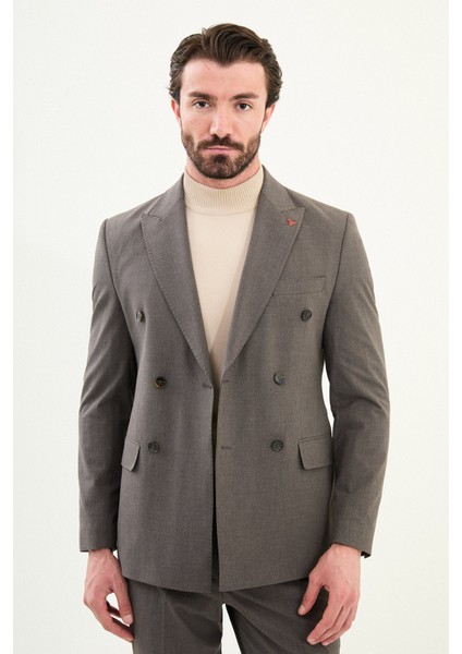 Düz Slim Fit Geniş Yaka Kruvaze Erkek Takım Elbise fırsatları