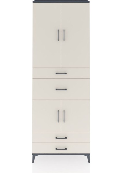 Arges Dolap 4 Raflı 4 Çekmeceli 4 Kapaklı 88X30X243 Antrasit-Aytaşı