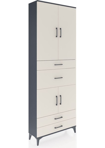 Arges Dolap 4 Raflı 4 Çekmeceli 4 Kapaklı 88X30X243 Antrasit-Aytaşı fiyatları