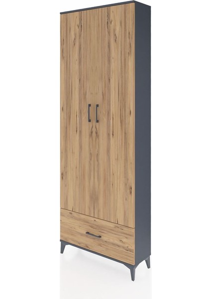 Arges Dolap 5 Raflı Tek Çekmeceli 2 Kapaklı 88X30X243 Antrasit-Çam modelleri