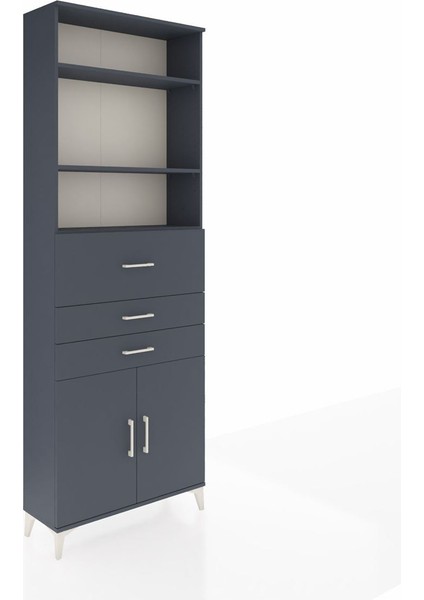 Arges Dolap 4 Raflı 3 Çekmeceli 2 Kapaklı 88X30X243 Antrasit-Antrasit fiyatları