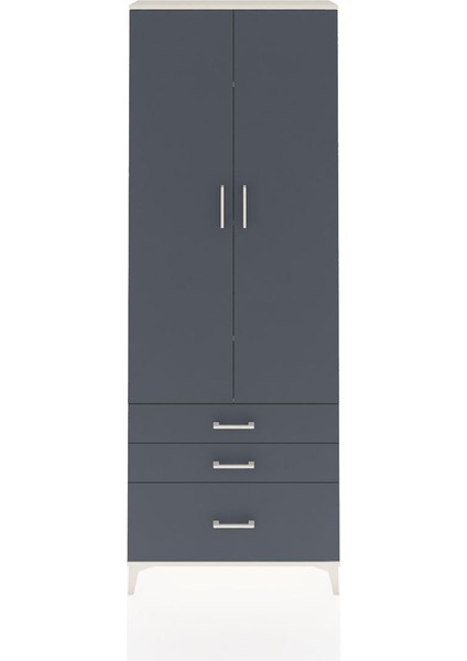 Arges Dolap 4 Raflı 3 Çekmeceli 2 Kapaklı 88X30X243 Aytaşı-Antrasit