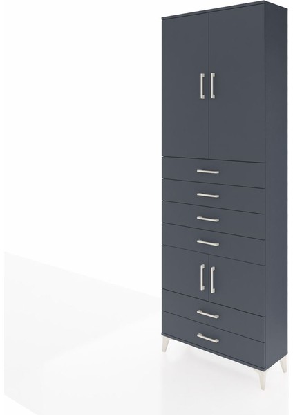 Arges Dolap 4 Raflı 6 Çekmeceli 4 Kapaklı 88X30X243 Antrasit-Antrasit modelleri