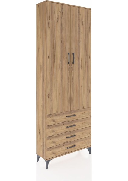 Arges Dolap 2 Raflı 4 Çekmeceli Tek Askılı 88X30X243 Çam-Çam fiyatları