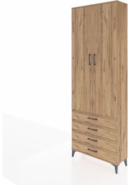 Arges Dolap 2 Raflı 4 Çekmeceli Tek Askılı 88X30X243 Çam-Çam modelleri