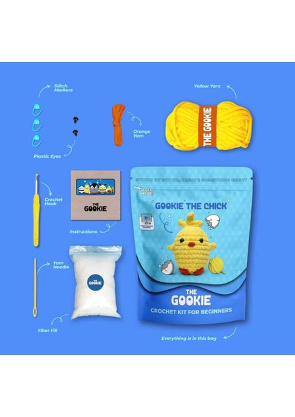 Civciv Amigurumi Tığ Kiti,amigurumi Örgü Seti Tığ