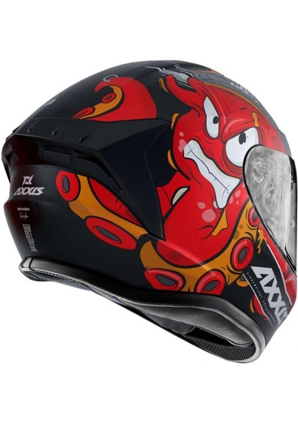 Axxıs Draken Garglen Mat Siyah-Kırmızı Fullface Kask (Siyah+Şeffaf Camlı) fırsatları