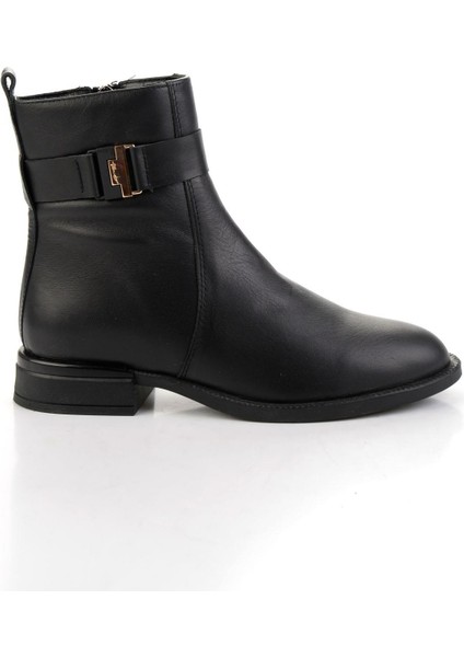 Siyah Hakiki Deri Kadın Bot & Bootie K02724560303