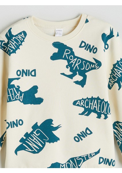 Yeni Sezon Bisiklet Yaka Dinozor Baskılı Erkek Çocuk Sweatshirt fiyatları