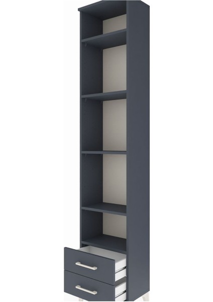 Arges Dolap 5 Raflı 2 Çekmeceli 44X30X221 Antrasit-Antrasit indirimleri