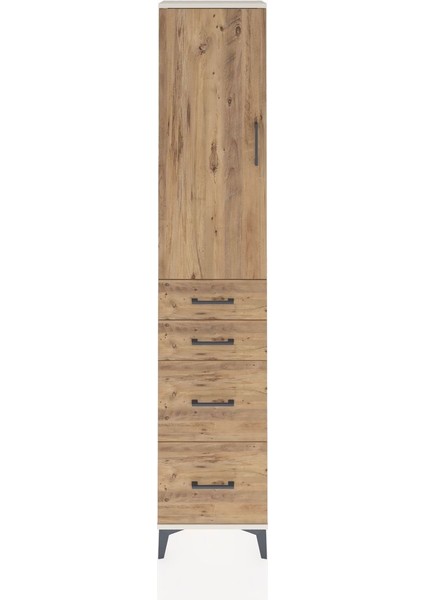 Arges Dolap 3 Raflı 4 Çekmeceli Tek Kapaklı 44X30X221 Aytaşı-Çam