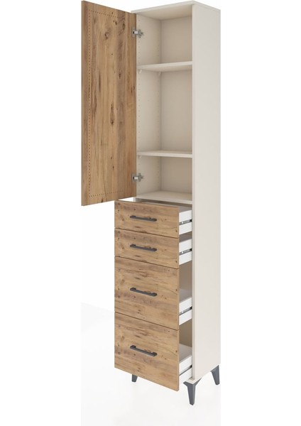 Arges Dolap 3 Raflı 4 Çekmeceli Tek Kapaklı 44X30X221 Aytaşı-Çam fırsatları