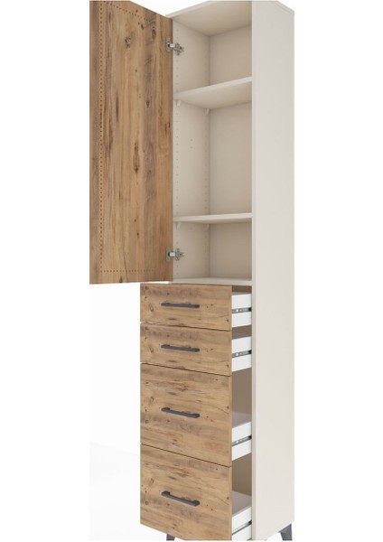 Arges Dolap 3 Raflı 4 Çekmeceli Tek Kapaklı 44X30X221 Aytaşı-Çam indirimleri