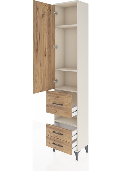 Arges Dolap 4 Raflı 3 Çekmeceli Tek Kapaklı 44X30X221 Aytaşı-Çam fırsatları