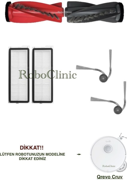 Roborock Q revo Curv (Curve) Robot Süpürge Uyumlu Yedek Fırça, Hepa Filtre - 6 Parça
