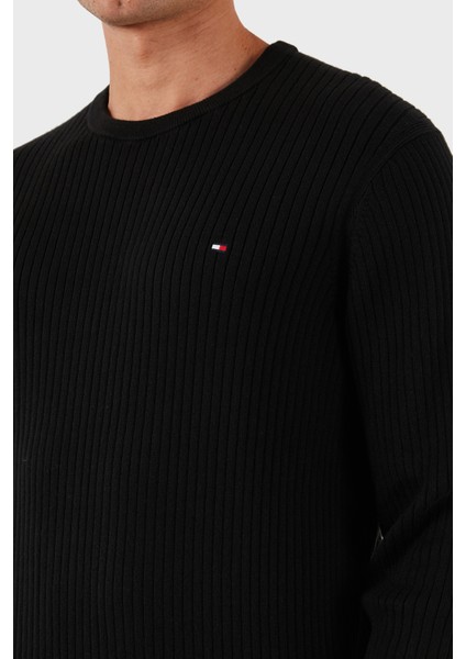 Pamuk ve Kaşmir Karışımlı Regular Fit Bisiklet Yaka Kazak Erkek Kazak MW0MW40449 Bds