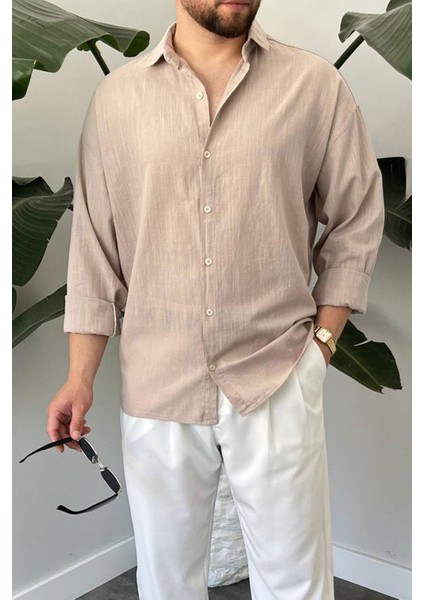 Bayaygün 1050 Keten Uzun Kol Gömlek _bej fiyatları