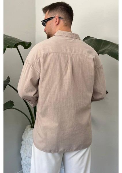 Bayaygün 1050 Keten Uzun Kol Gömlek _bej modelleri