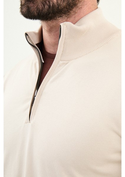 Düz Slim Fit Fermuarlı Yarım Balıkçı Erkek Triko Kazak fiyatları