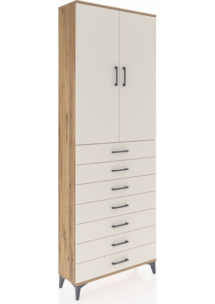 Arges Dolap 3 Raflı 7 Çekmeceli 2 Kapaklı 88X30X243 Çam-Aytaşı fiyatları