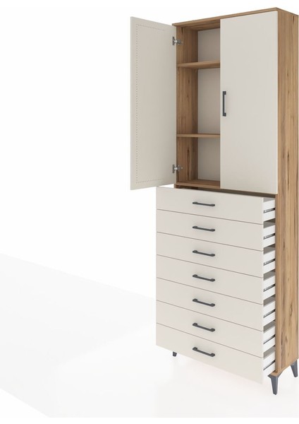 Arges Dolap 3 Raflı 7 Çekmeceli 2 Kapaklı 88X30X243 Çam-Aytaşı fırsatları