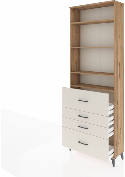 Arges Dolap 4 Raflı 4 Çekmeceli 88X30X243 Çam-Aytaşı fırsatları